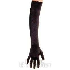 Blue Banana Long Satin Gloves (Black)
