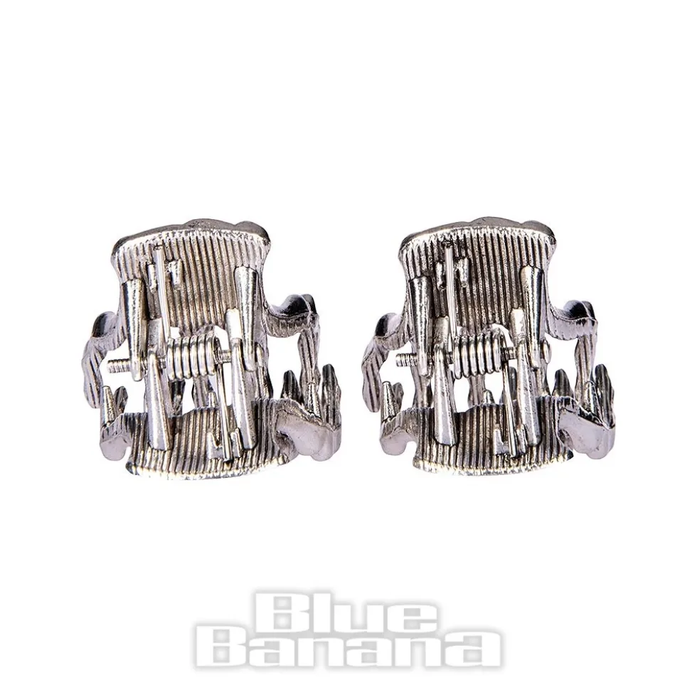 Blue Banana Mini Claw 2pc Hair Clips (Silver)