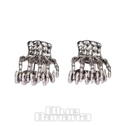 Blue Banana Mini Claw 2pc Hair Clips (Silver)