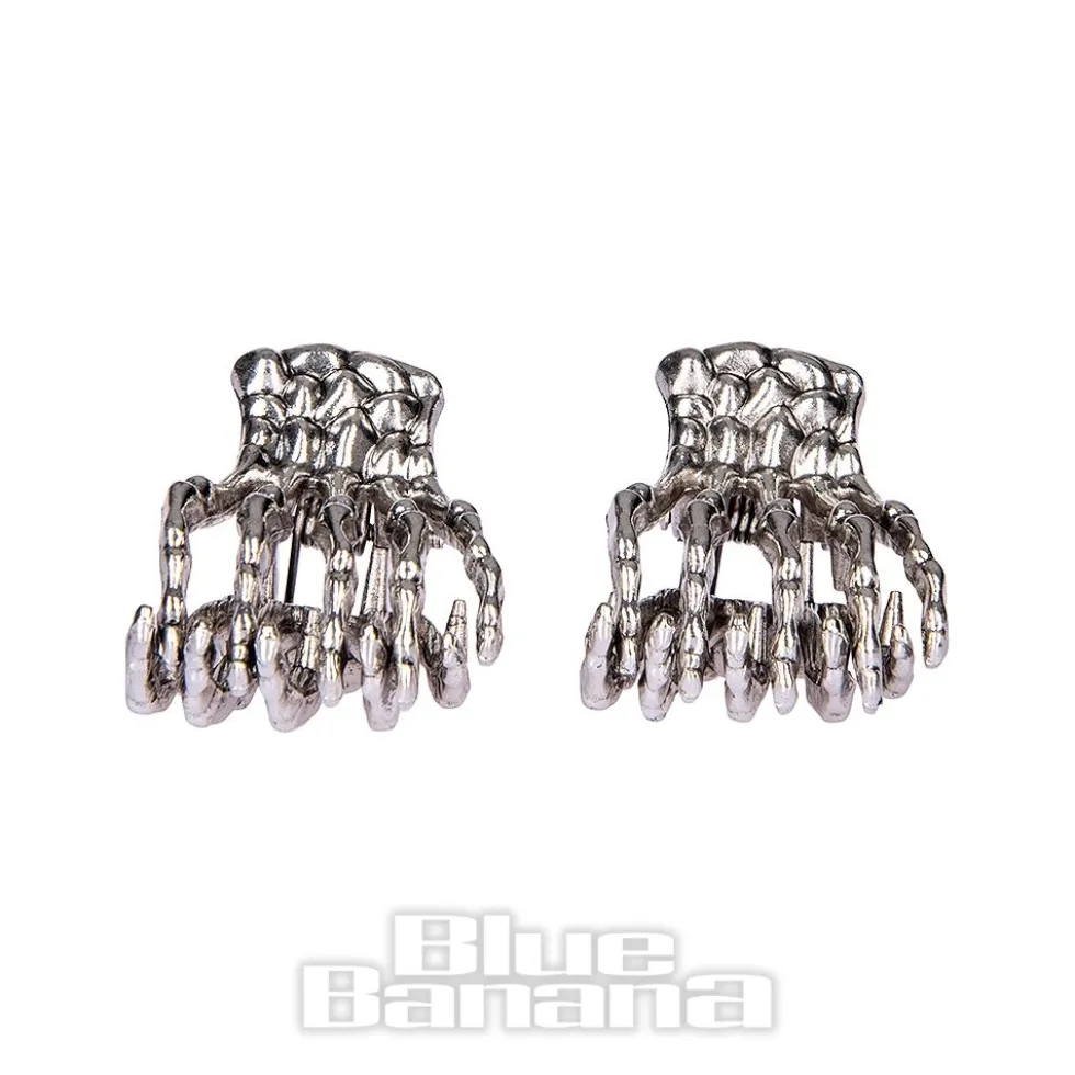 Blue Banana Mini Claw 2pc Hair Clips (Silver)