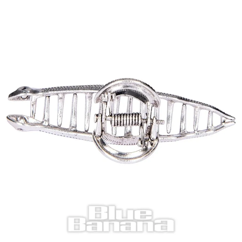 Blue Banana Mini Snake Hair Clip (Silver)
