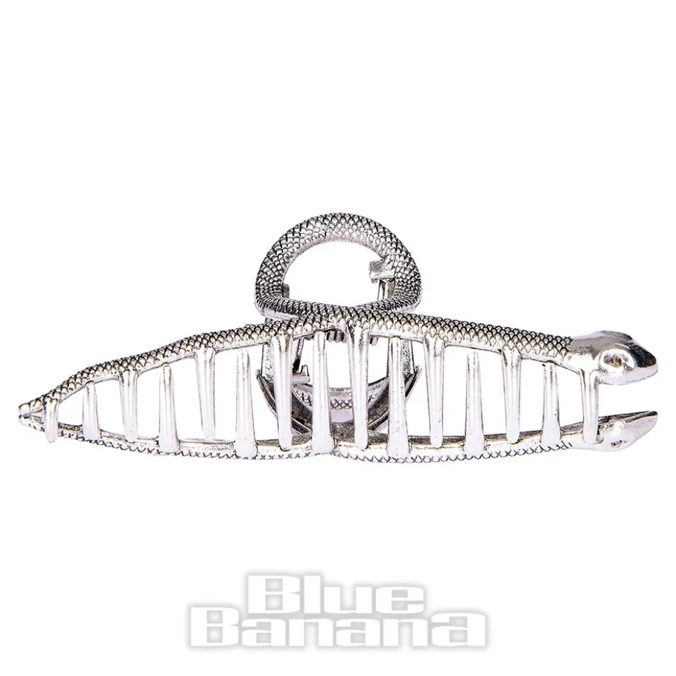 Blue Banana Mini Snake Hair Clip (Silver)