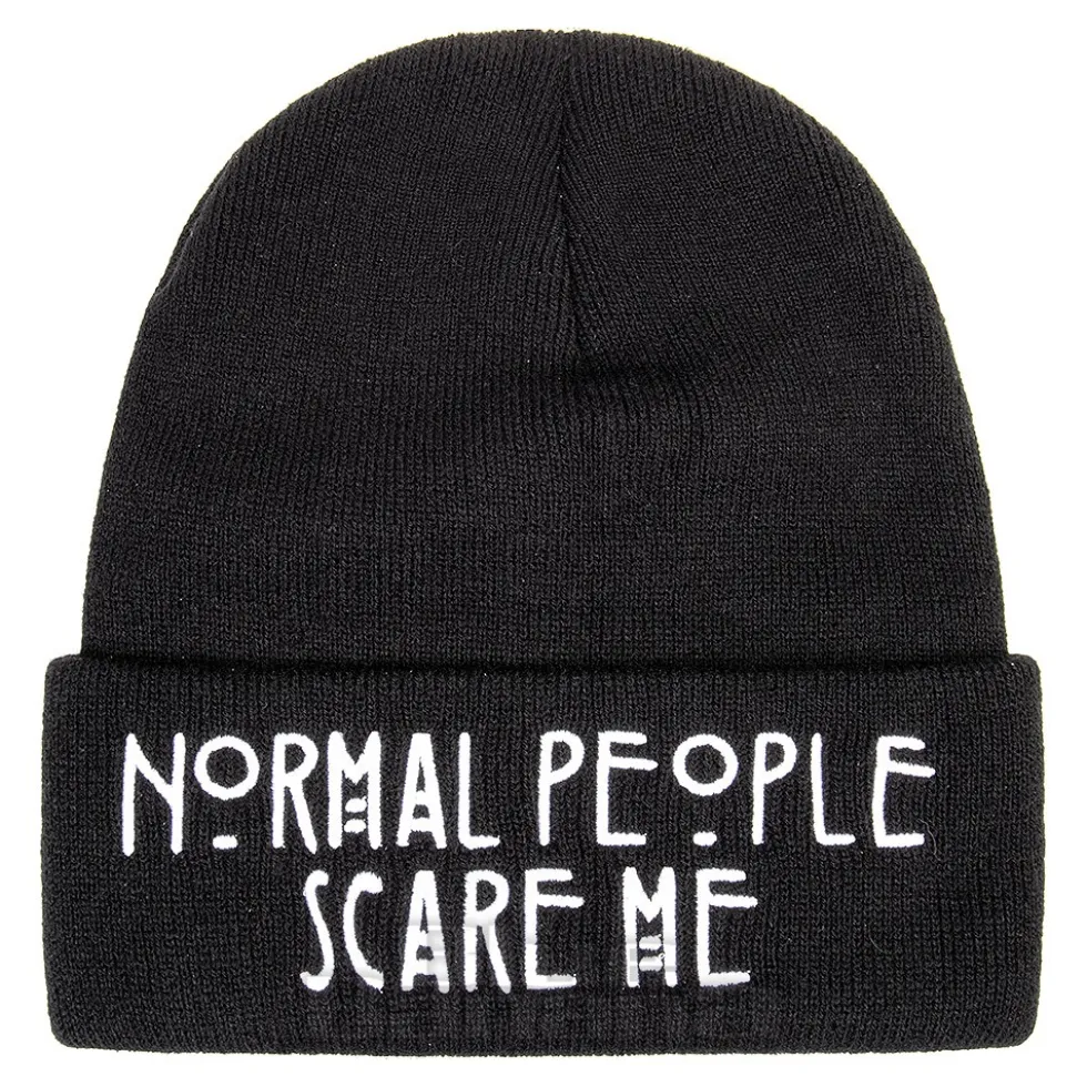 Blue Banana Normal People Scare Me Beanie Hat (Black)