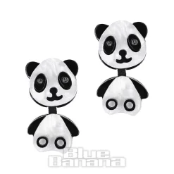 Blue Banana Panda Earrings (Black/White)