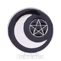 Blue Banana Pentagram & Moon Pin Badge (Black)