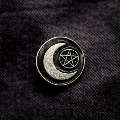 Blue Banana Pentagram & Moon Pin Badge (Black)