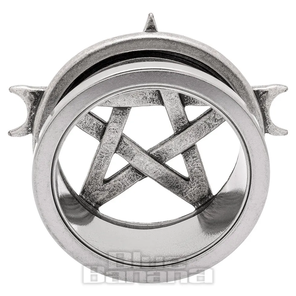 Blue Banana Pentagram Surgical Steel Tunnel (Silver)