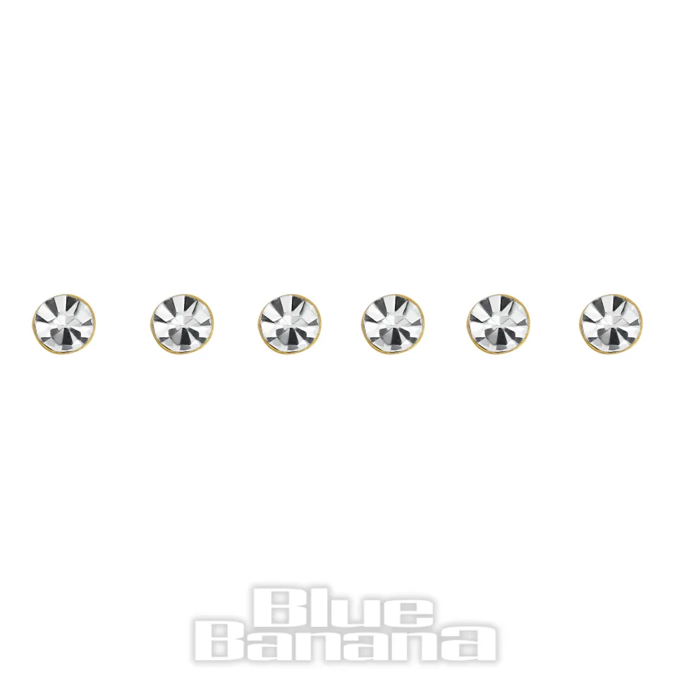 Blue Banana Plasma Gold Crystal Nose Studs (6 Pack)