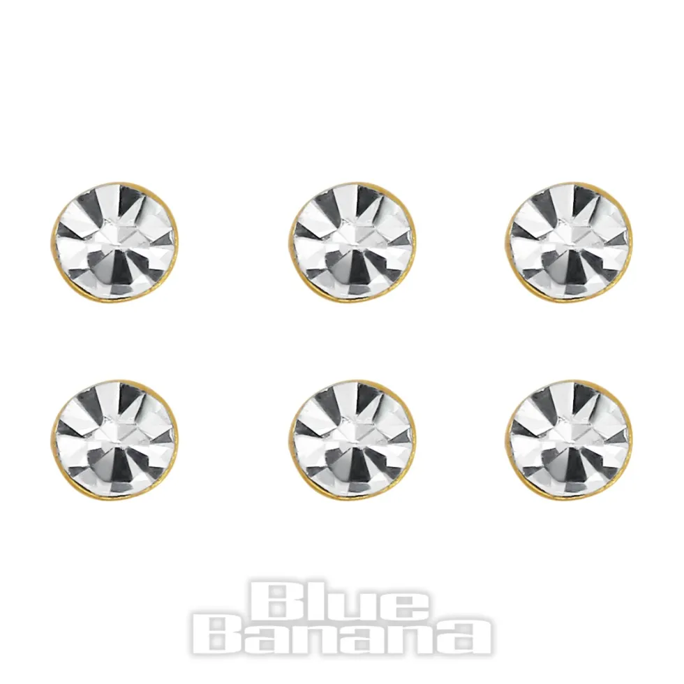 Blue Banana Plasma Gold Crystal Nose Studs (6 Pack)