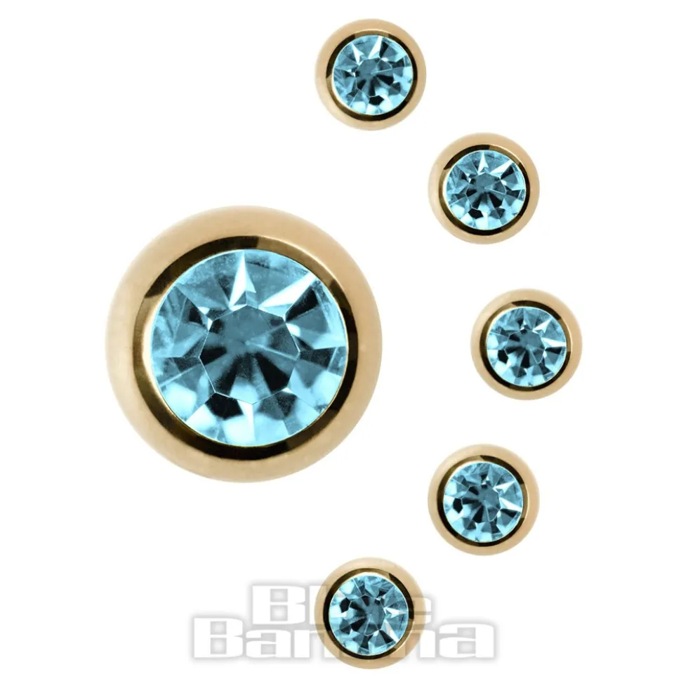 Blue Banana Plasma Gold 5mm Jewelled Ball (Aqua)