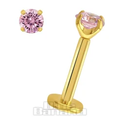 Blue Banana Plasma Gold 1.2 X 8mm Gem Threadless Labret (Rose)