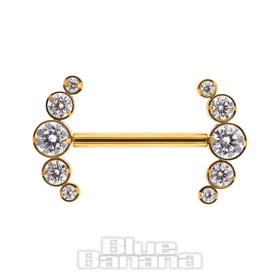 Blue Banana Plasma Threadless Nipple Bar Cubic Zirconia Gem (Clear)