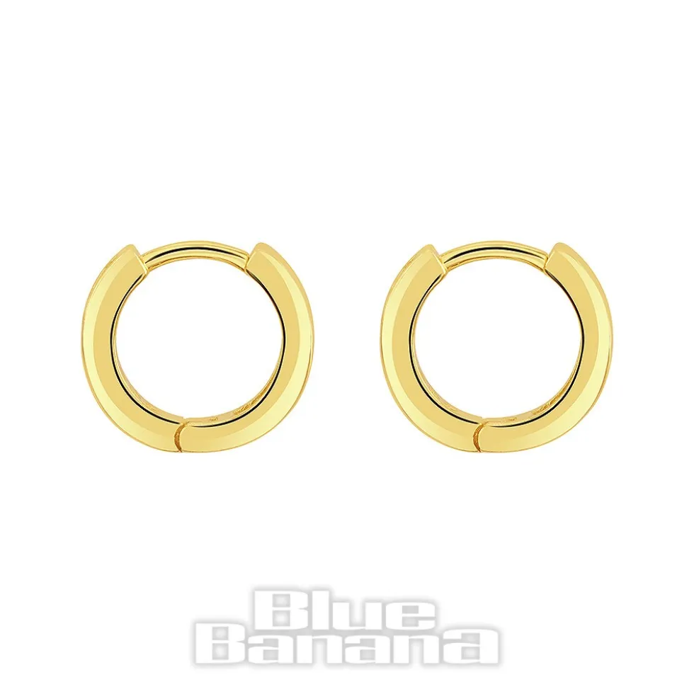Blue Banana Plated Gold Medium Crystal Row Clicker Hoops (Pair)
