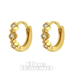 Blue Banana Plated Gold Triple Crystal Clicker Hoops (Pair)