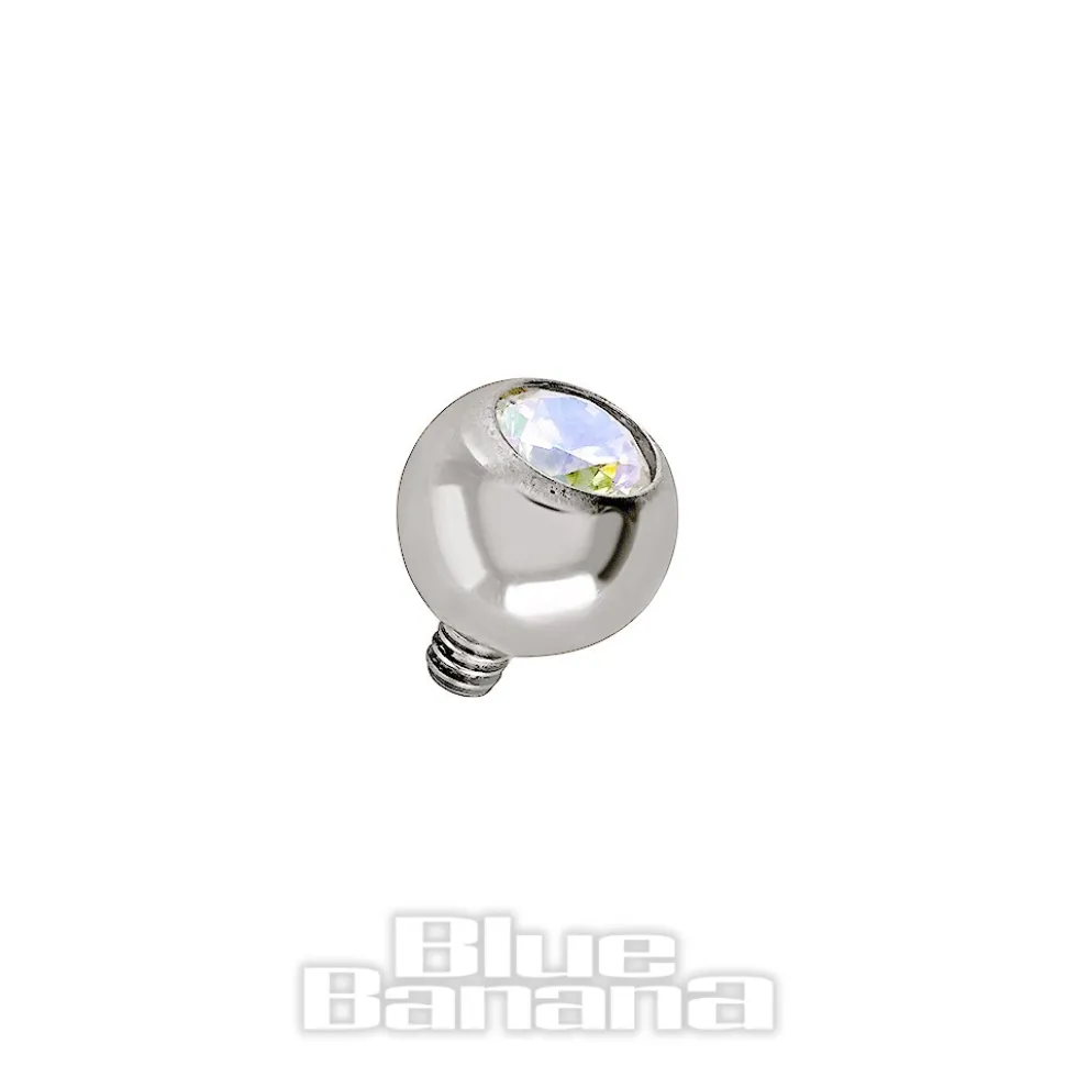 Blue Banana Polished Titanium 4mm Jewelled Ball (Aurora Borealis)
