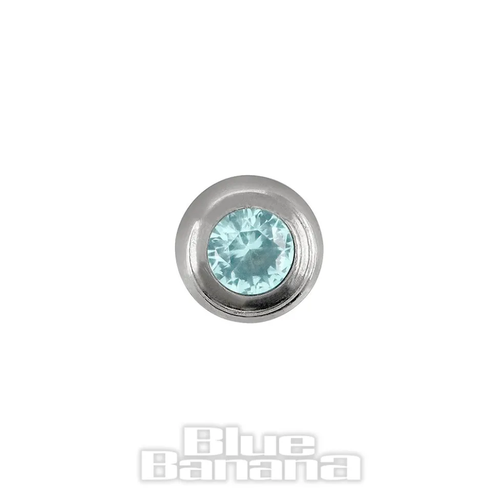 Blue Banana Polished Titanium 3mm Internally Threaded Jewelled Ball (Blue)