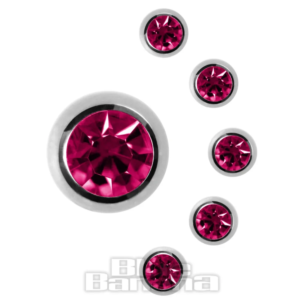 Blue Banana Polished Titanium Jewelled Ball (Fuchsia)