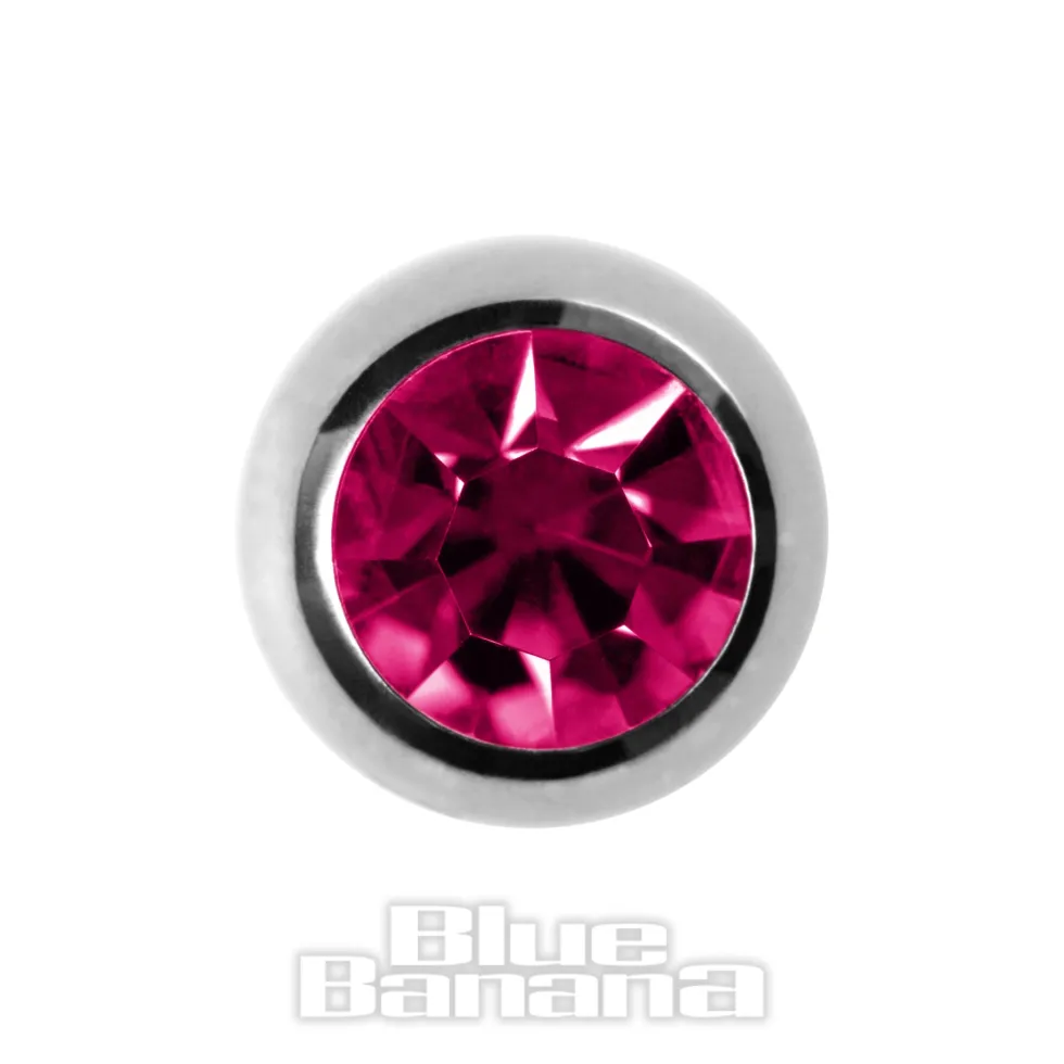 Blue Banana Polished Titanium Jewelled Ball (Fuchsia)