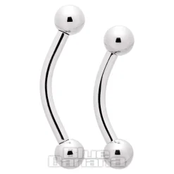 Blue Banana Polished Titanium Internally Threaded Curved Barbell 3mm Ball (Silver)