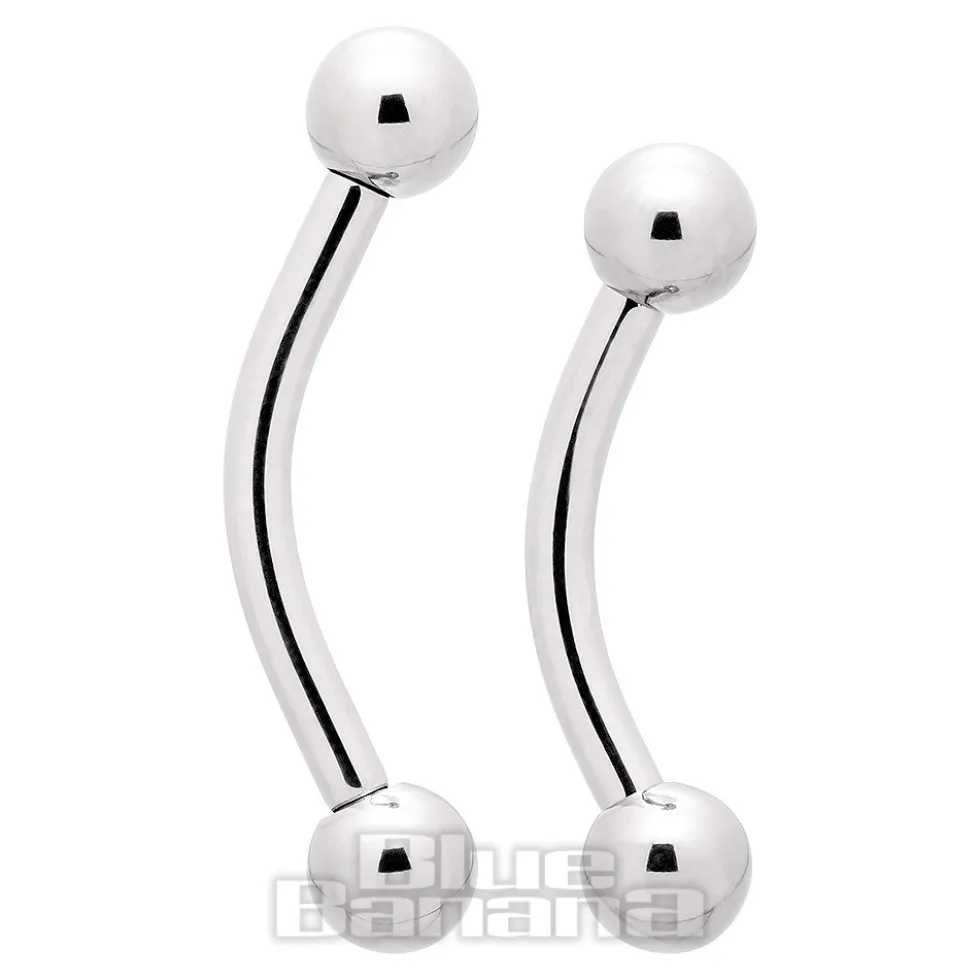 Blue Banana Polished Titanium Internally Threaded Curved Barbell 3mm Ball (Silver)