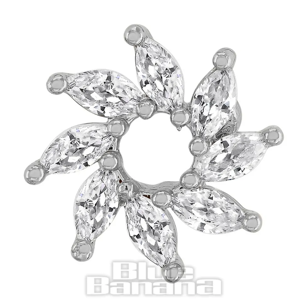 Blue Banana Polished Titanium 1.2 X 8mm Flower Threadless Labret (Silver)