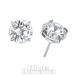 Blue Banana Polished Titanium 4mm Claw Gem Threadless Top (Crystal)