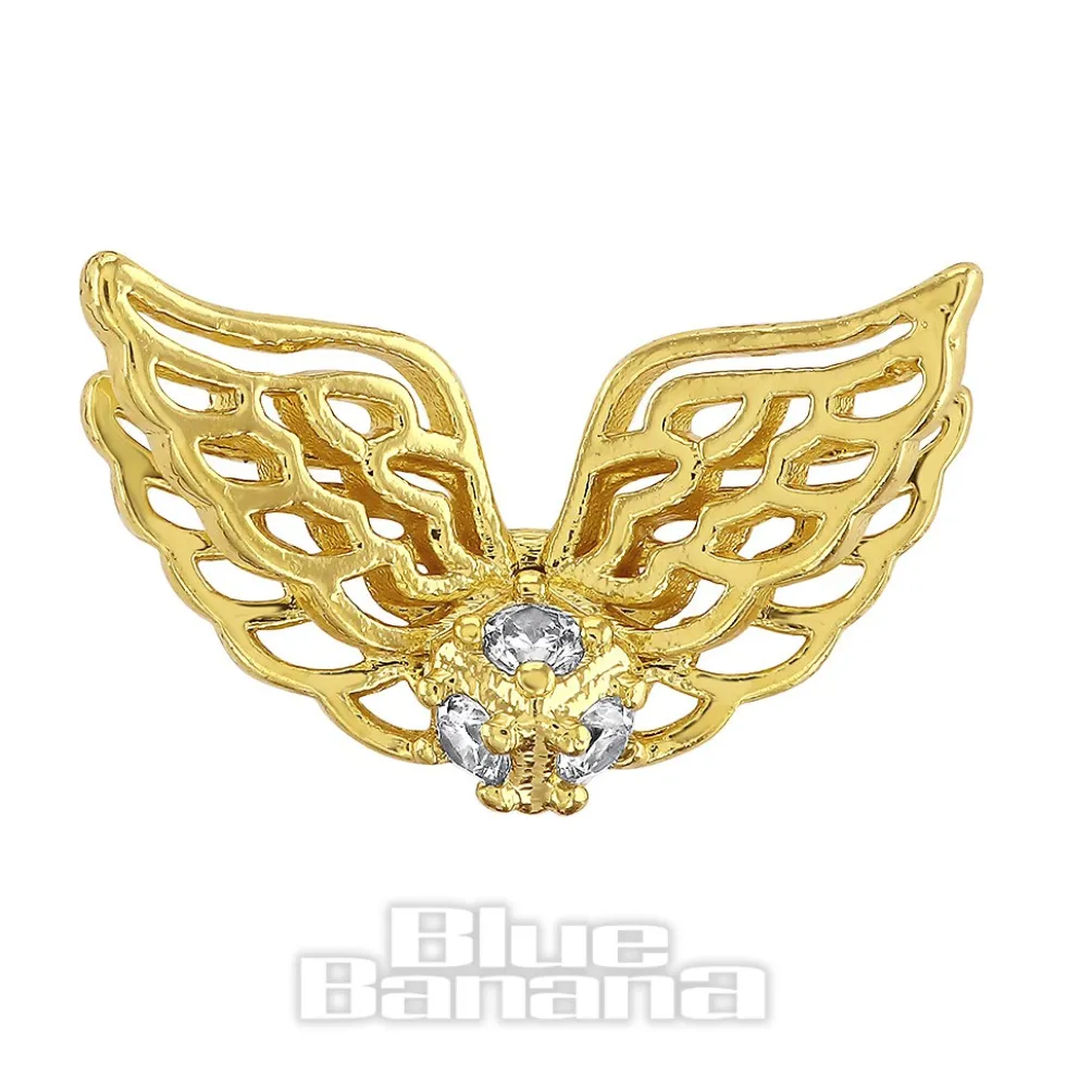 Blue Banana Polished Titanium 1.2 X 8mm Wings Threadless Labret (Gold)