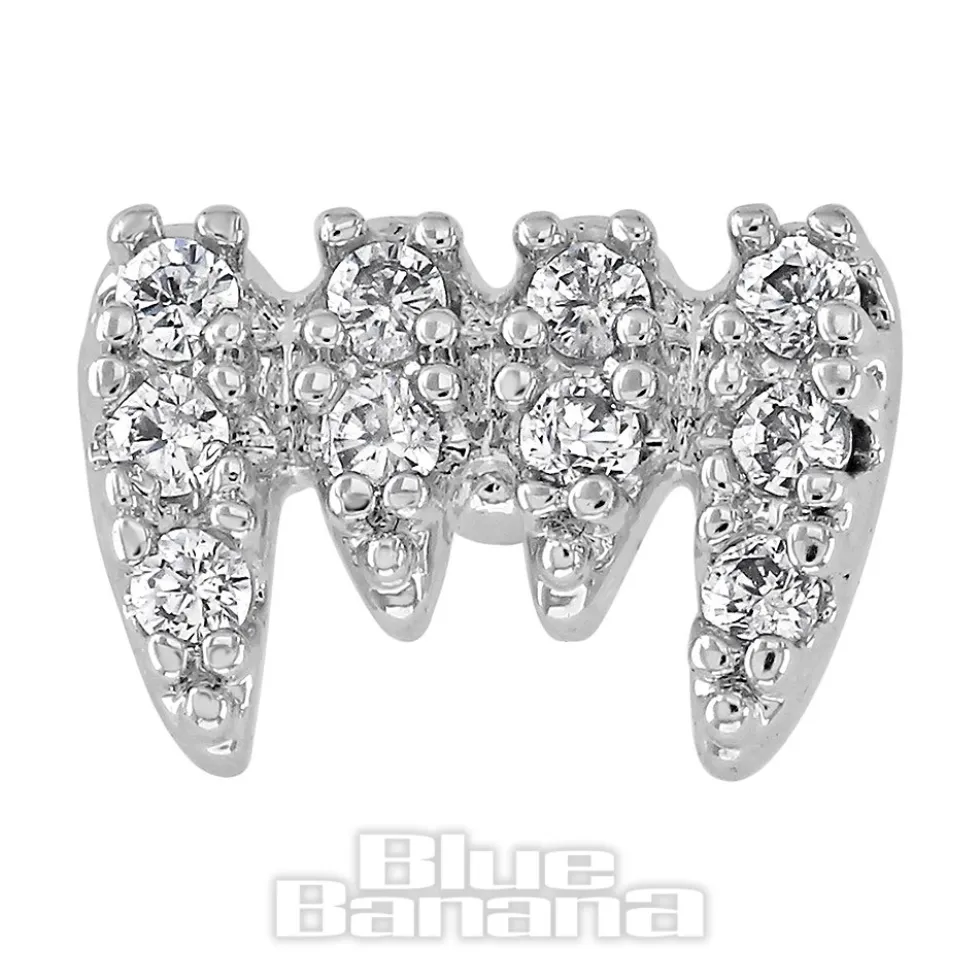 Blue Banana Polished Titanium Fangs Threadless Top (Silver)