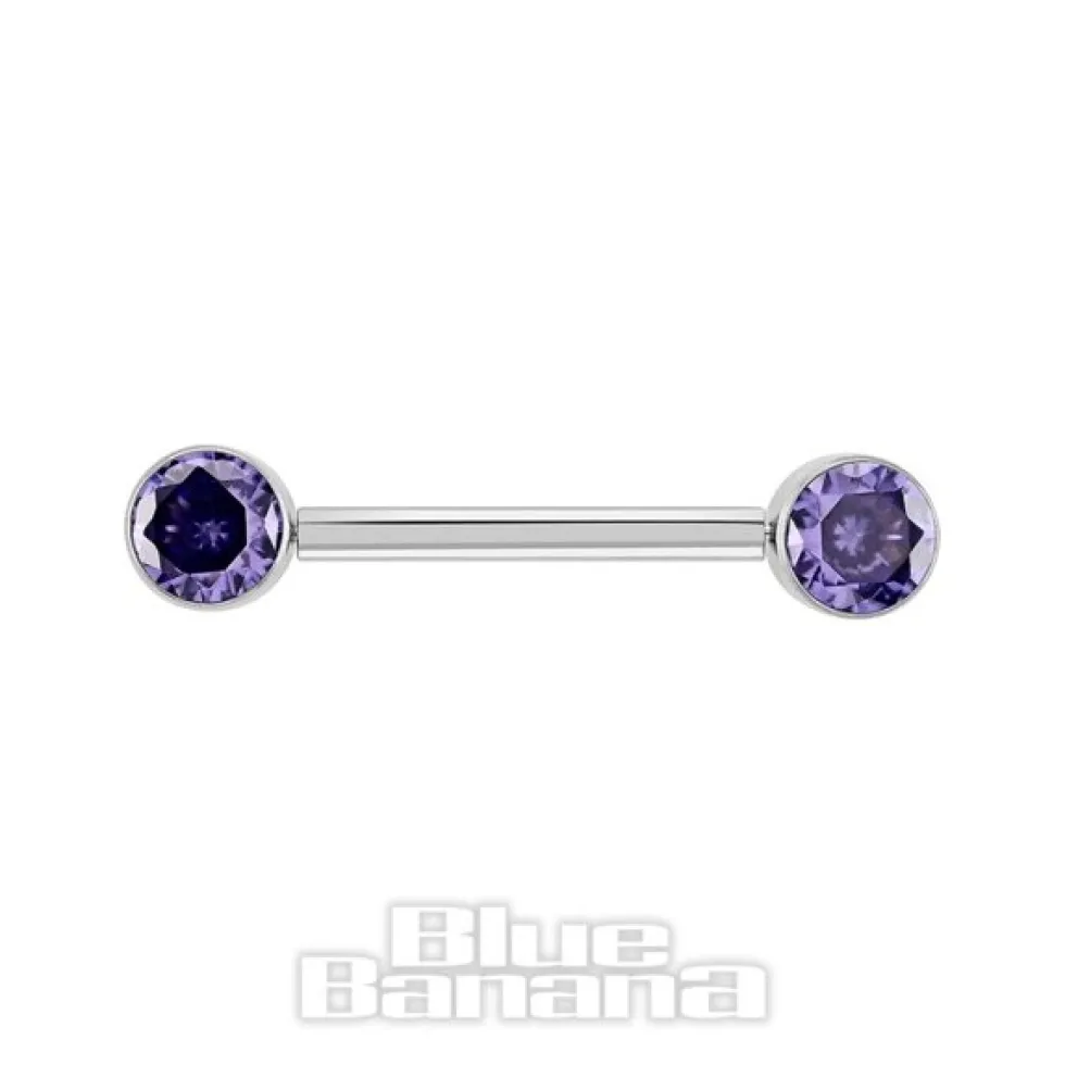 Blue Banana Polished Titanium Threadless Nipple Bar (Purple)