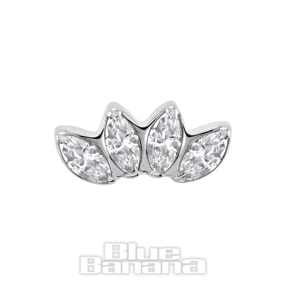 Blue Banana Polished Titanium Cubic Zirconia Row Threadless Top (Silver)