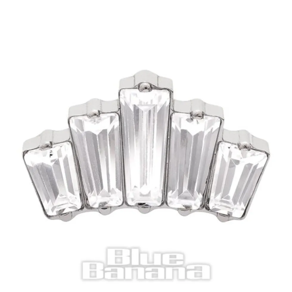 Blue Banana Polished Titanium 5 Rectangle Cubic Zirconia Threadless Top