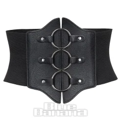 Blue Banana 3 Ring Wide Waist Belt (Black)