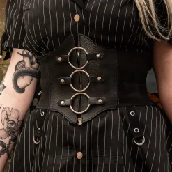 Blue Banana 3 Ring Wide Waist Belt (Black)