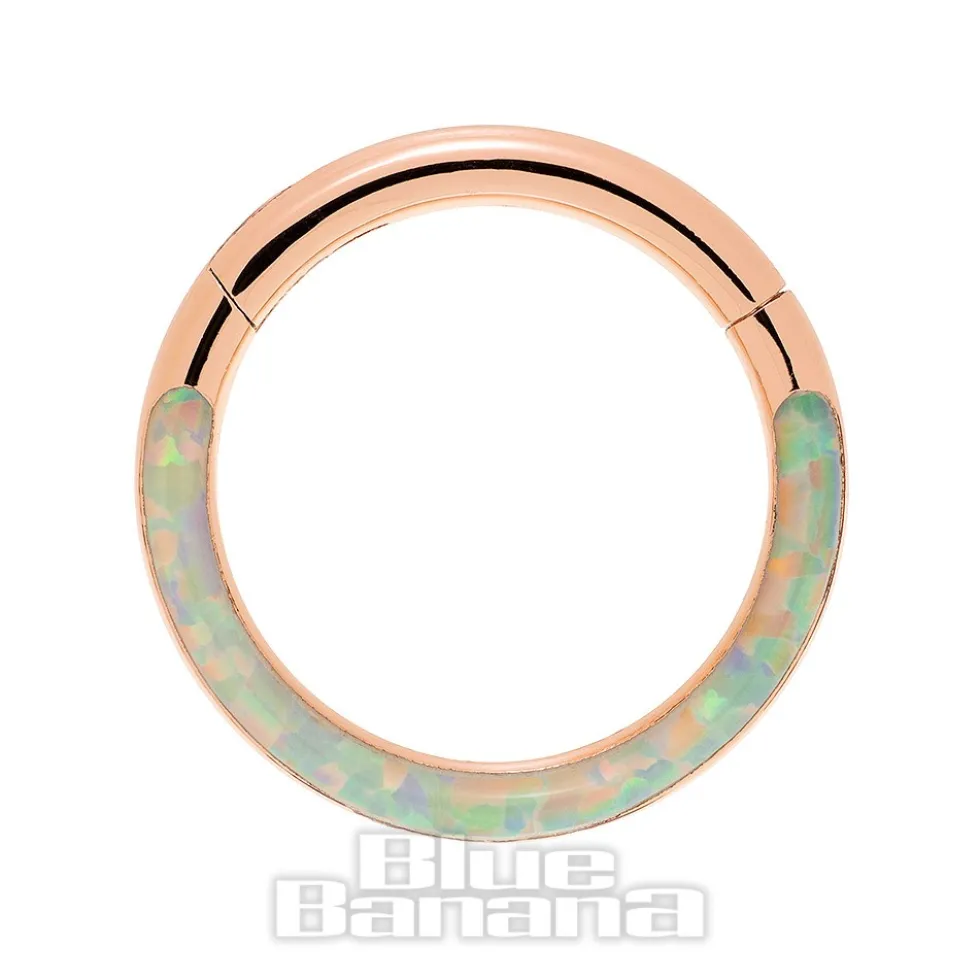 Blue Banana Rose Gold 1.2mm Hinged Segment Ring (Half Opal)