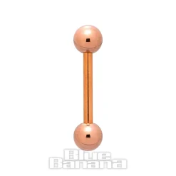 Blue Banana Rose Gold PVD Coated Steel 1.6mm Barbell (Rose Gold)