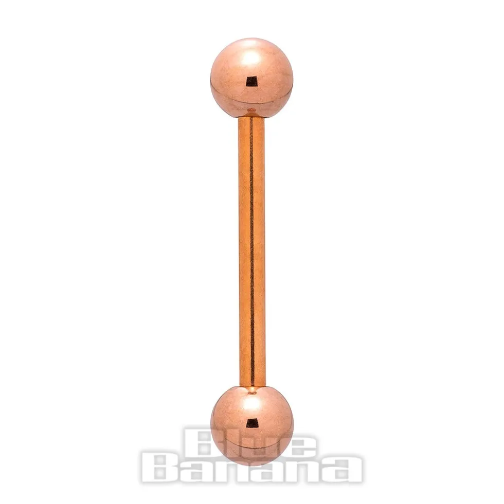 Blue Banana Rose Gold PVD Coated Steel 1.6mm Barbell (Rose Gold)