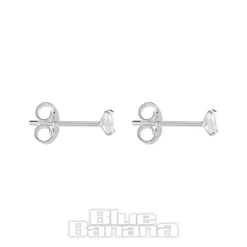 Blue Banana Silver Rectangle Crystal Ear Studs (Silver)