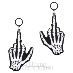 Blue Banana Skeleton Finger Earrings (Black/White)