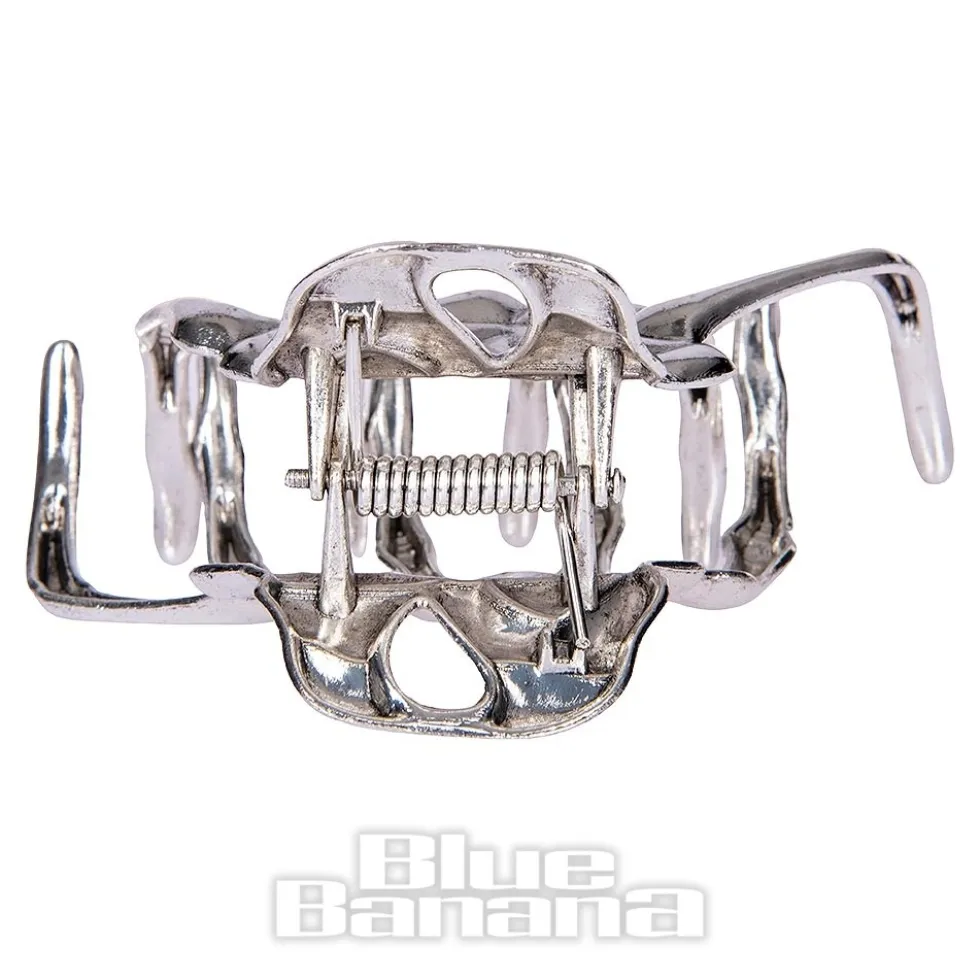 Blue Banana Skeleton Hand Grip Hair Clip (Silver)