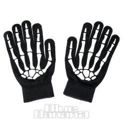 Blue Banana Skelly Hands Gloves (Black/White)