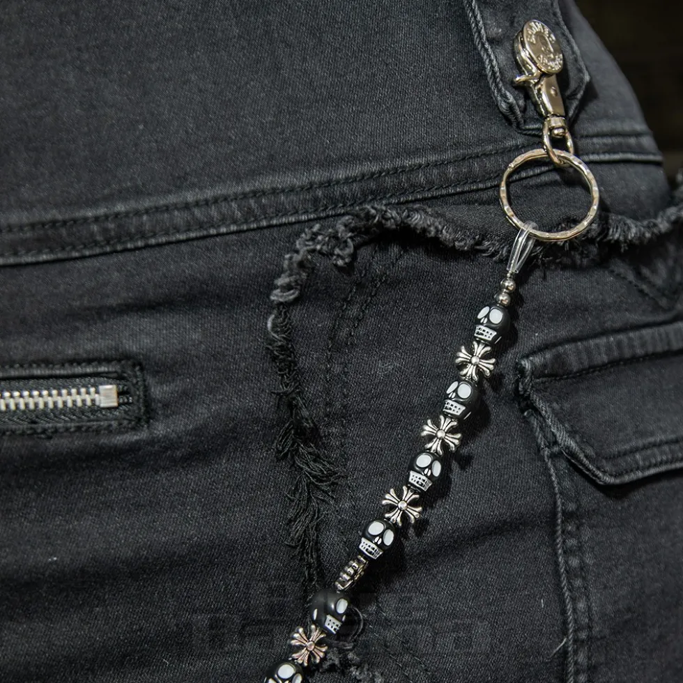 Blue Banana Skull & Cross Wallet & Keychain (Black)
