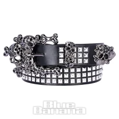 Blue Banana Skull End Studs Belt (Black)