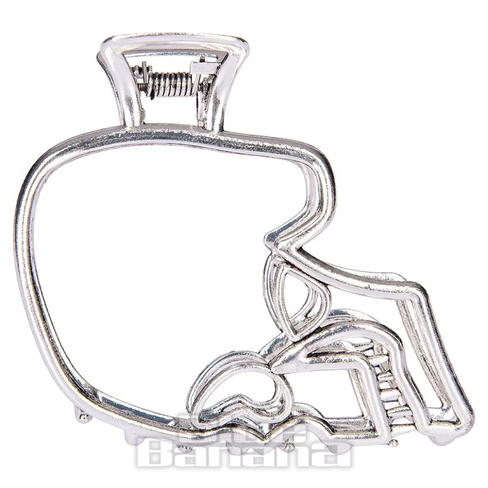 Blue Banana Skull Hair Clip (Silver)