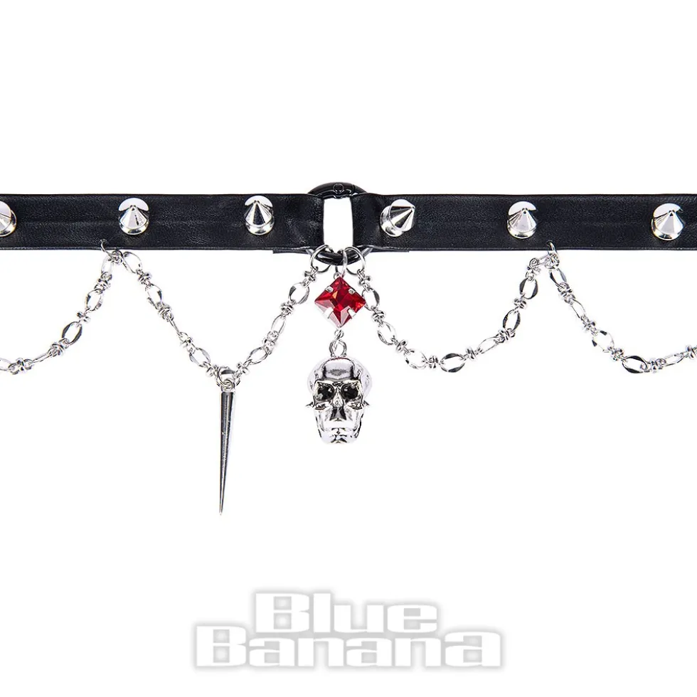 Blue Banana Skull Studs Choker (Black)