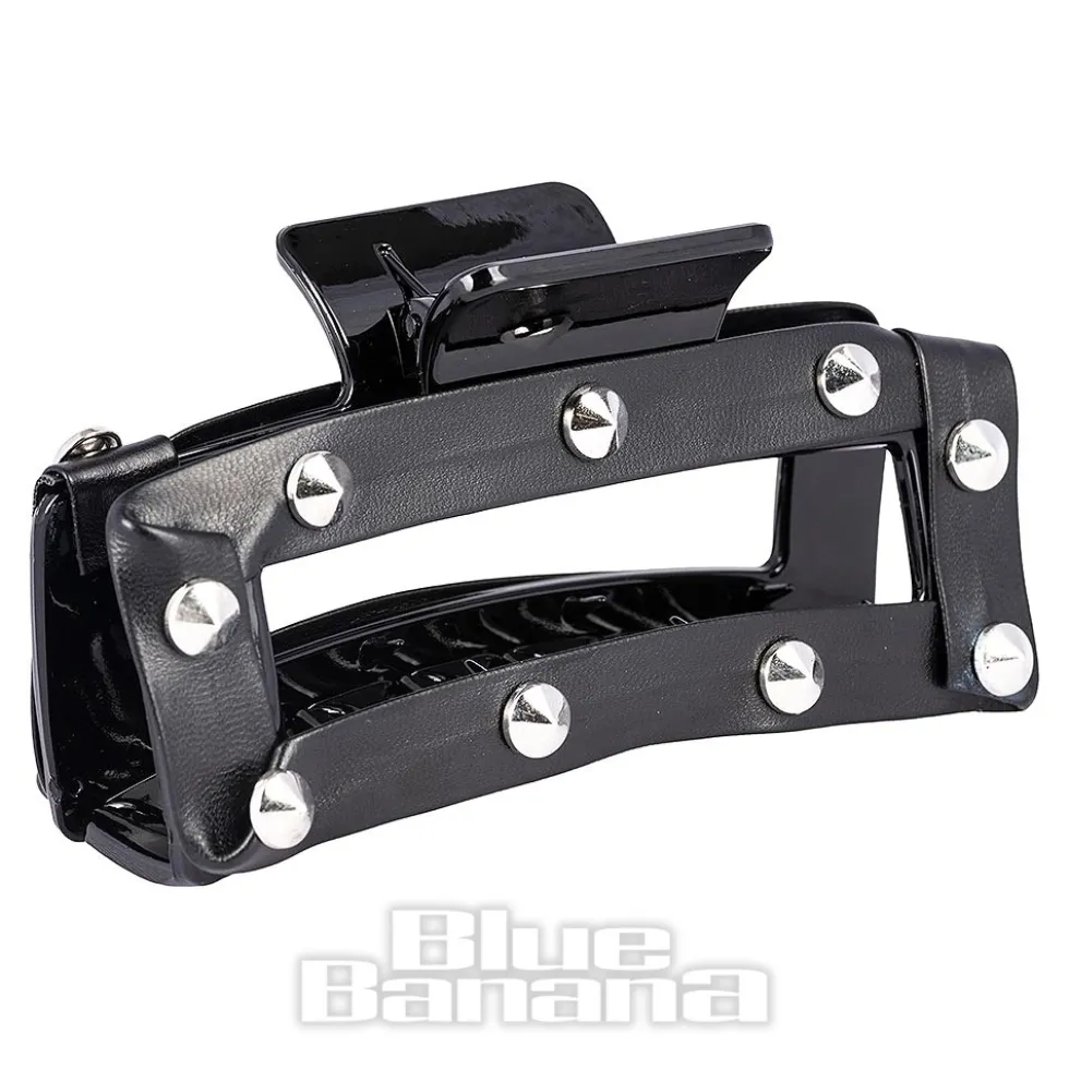 Blue Banana Small Cone Studded Hair Clip (Black)