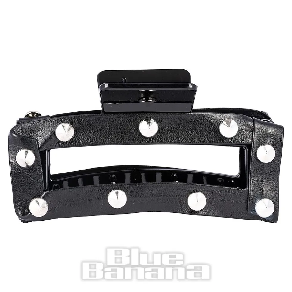 Blue Banana Small Cone Studded Hair Clip (Black)