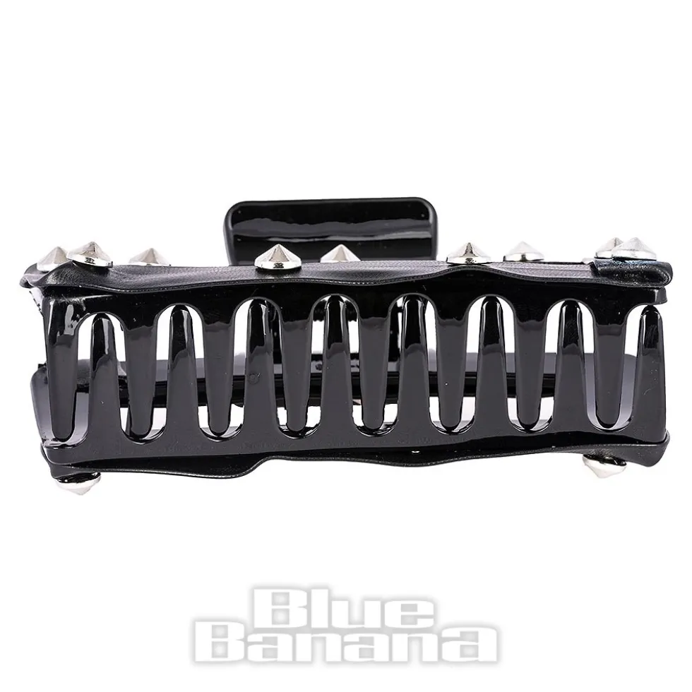 Blue Banana Small Cone Studded Hair Clip (Black)