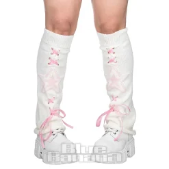Blue Banana Star Legwarmers (White/Pink)