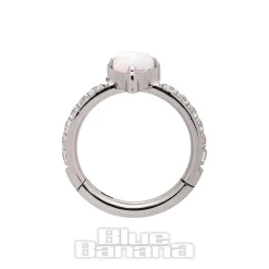 Blue Banana Steel 1.2mm Heart Hinged Segment Ring (Opal)