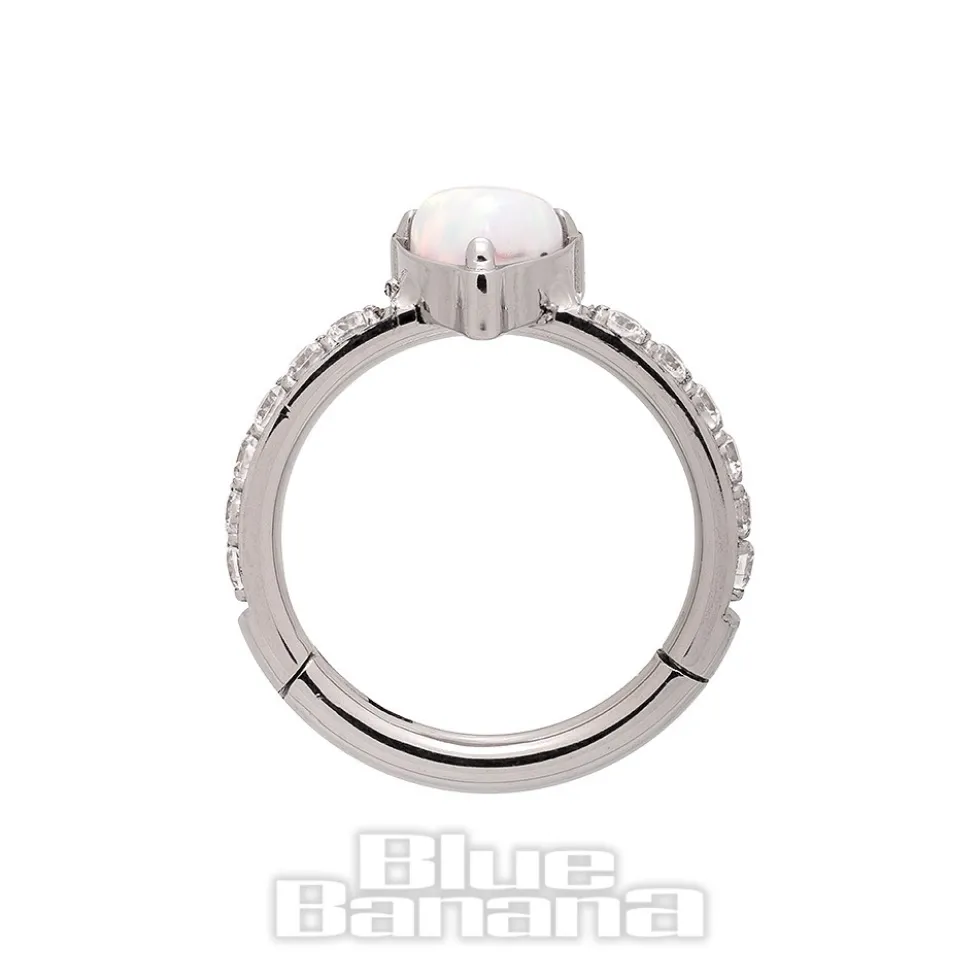 Blue Banana Steel 1.2mm Heart Hinged Segment Ring (Opal)